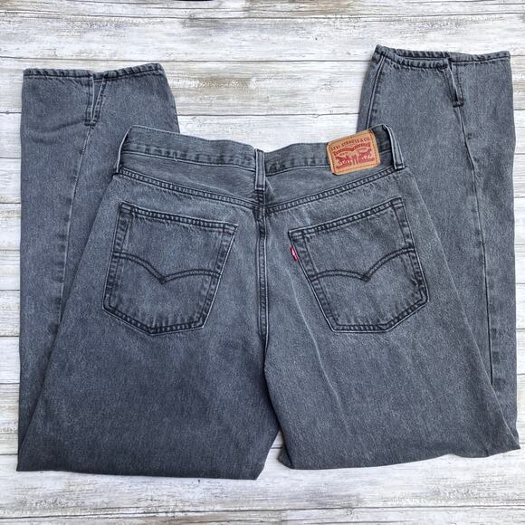 Levi’s Jeans Sz 30 94’ Baggy Black Wash Button Fly High Rise Mom Jean Grunge - Picture 2 of 11